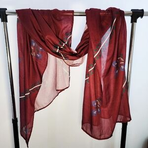 Elegant Burgundy Floral Scarf